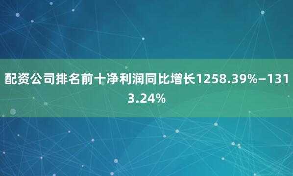 配资公司排名前十净利润同比增长1258.39%—1313.24%